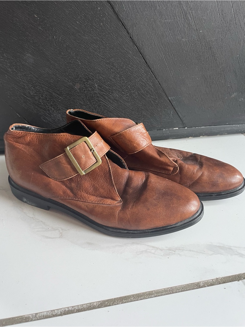 Vintage women’s Brown Leather Monk Strap Shows made in Italy